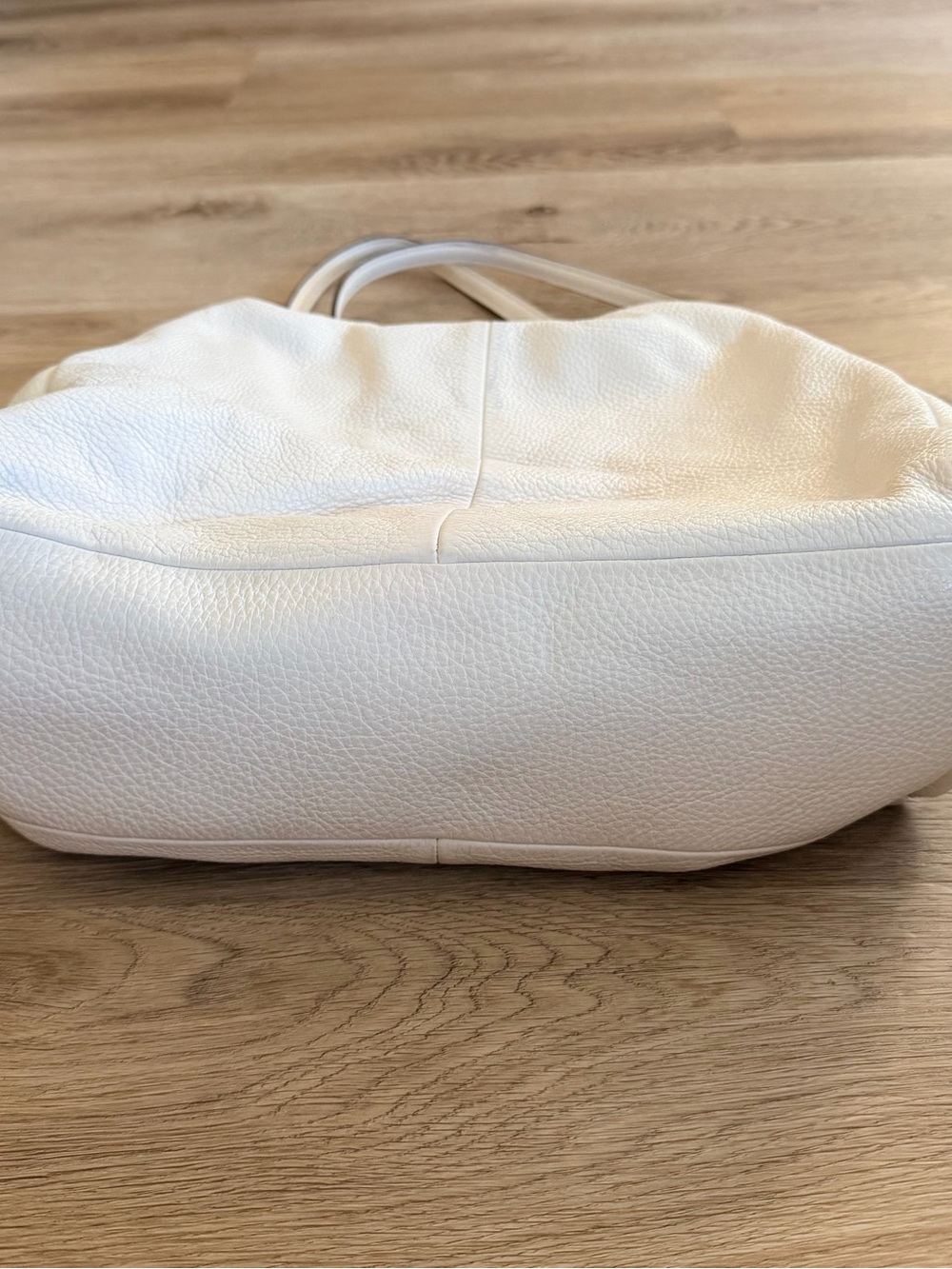 Classic Cream White Leather Shoulder Hobo Bag Purse - Picture 8 of 12